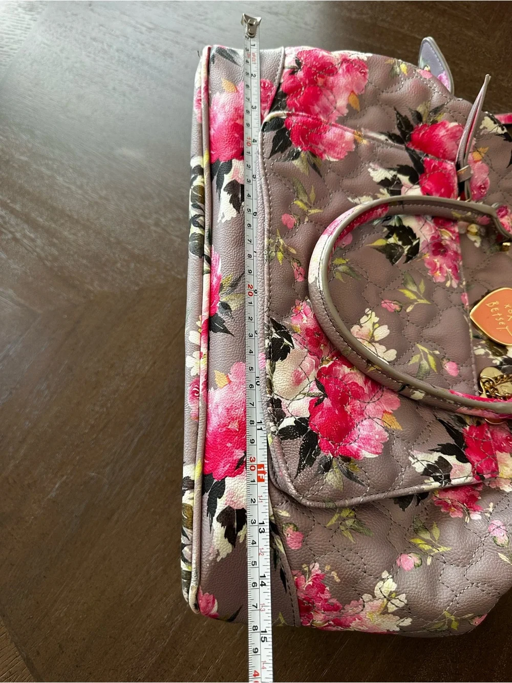 Betsey Johnson quilted floral satchel from her 